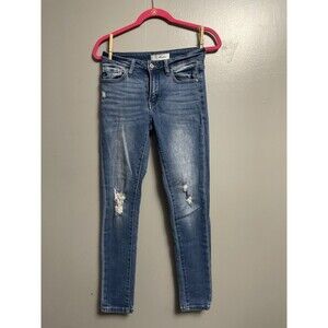 KanCan Women's Skinny Jeans Blue Medium Wash Distressed Stretch Pockets 3/25